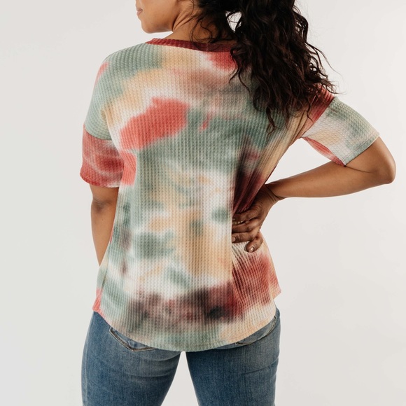 Waffle Knit Tie Dye Top in Sunrise - Picture 9 of 15